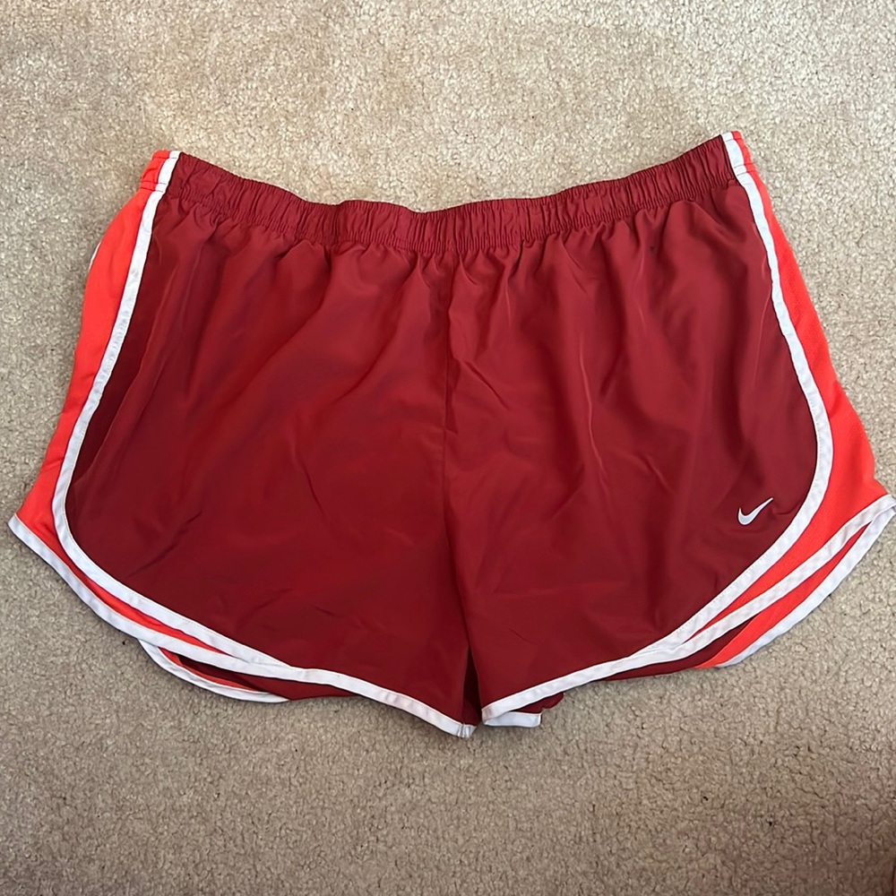 Dark red Nike Dri-FIT Tempo shorts